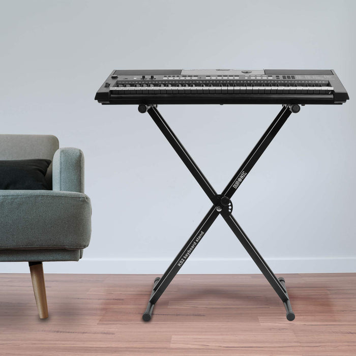 Duronic KS2B Support pour synthétiseur Clavier avec vis et Sangles de Fixation Hauteur réglable Léger Supporte 30 kg