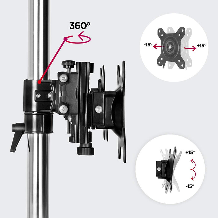 Duronic DM754 Support Quadruple 4 écrans PC sur Socle | Hauteur Ajustable | Rotatif et Inclinable | Compatibilité avec Moniteur VESA 75/100 | Potence et Bras en Aluminium | Passe câbles Inclus
