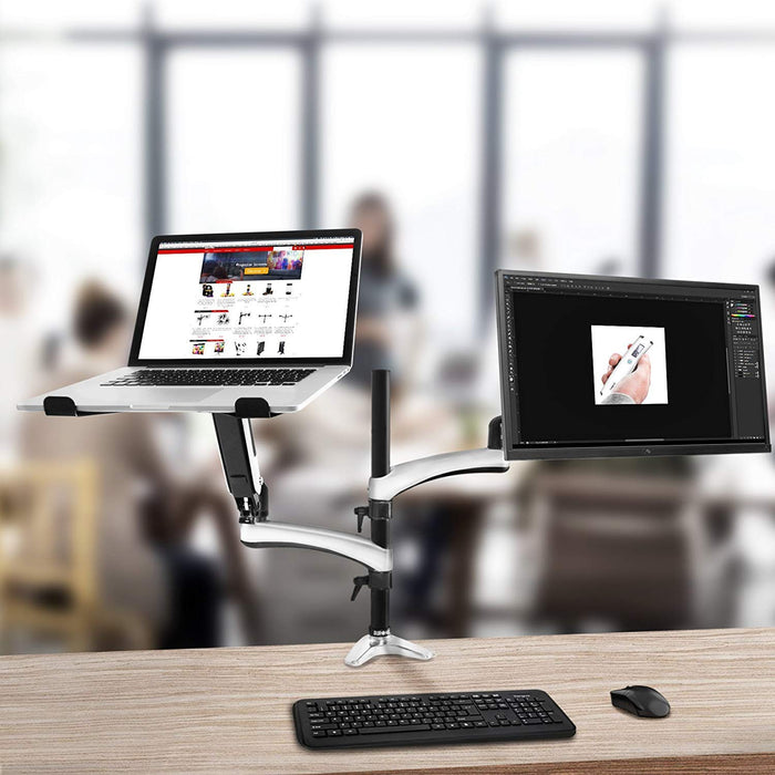 Duronic DM65L1X1 Support de Moniteur et Support d'Ordinateur Portable PC à Pince pour Bureau | Mécanisme à gaz | Ajustements omnidirectionnels à la volée | Compatibilité avec Moniteur VESA 75/100