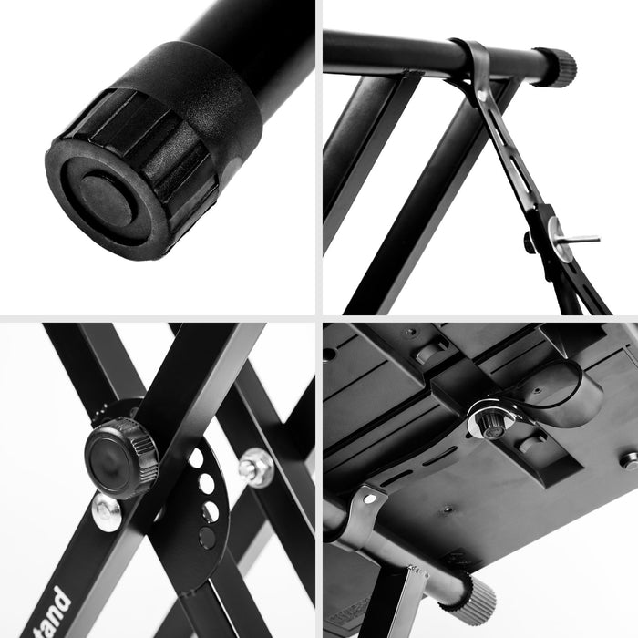 Duronic KS2B Support pour synthétiseur Clavier avec vis et Sangles de Fixation Hauteur réglable Léger Supporte 30 kg
