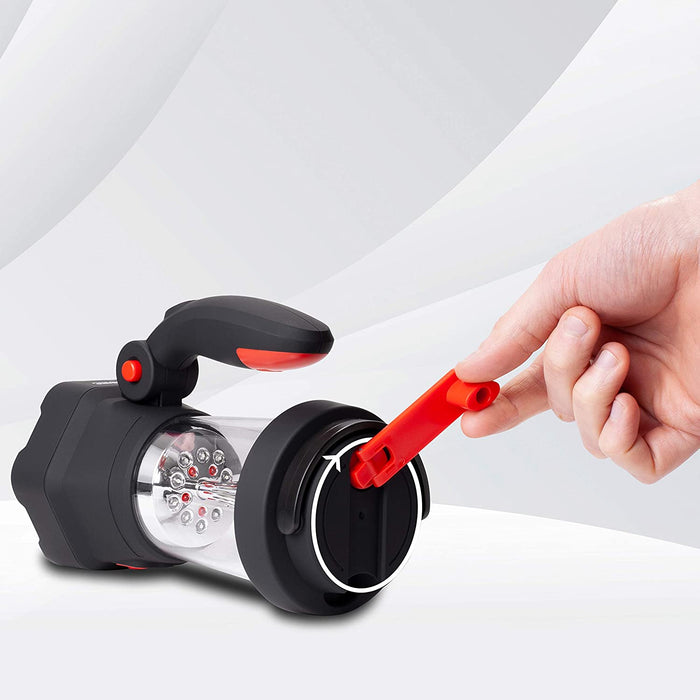 Duronic Hurricane - Lampe Torche Lanterne à Dynamo et USB - Lanterne à 10 LED - Signal d’Urgence Rouge Clignotant - Lampe Torche à 3 LED