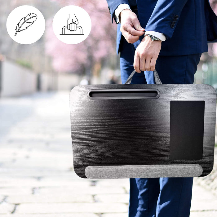 Duronic DML433 Plateau pour Ordinateur Portable avec Coussins inclinés en polystyrène ergonomiques | Repose Poignets en Mousse | Support pour Tablette | Tapis de Souris | Table à Poser sur Les Genoux