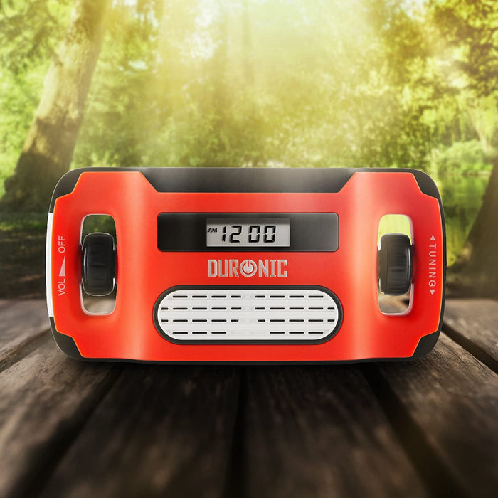 Duronic Apex Radio / Alarme / Lampe Torche / Chargeur USB dynamo et solaire – à affichage numérique Ne nécessite aucune pile