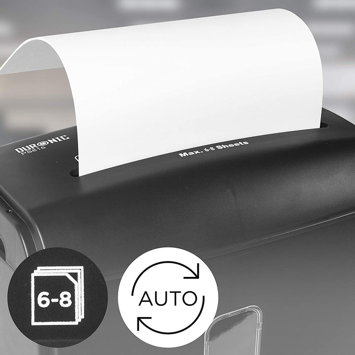 Duronic PS815 Destructeur de documents et cartes de banque | Coupe croisée | Capacité 8 feuilles | Corbeille de 15 L | Garantit conformité RGPD