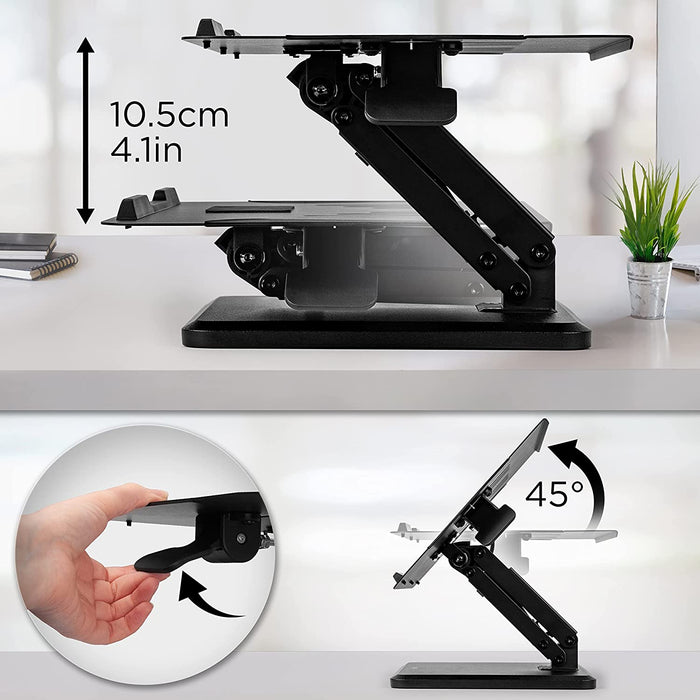 Duronic DML125 Support pour Ordinateur Portable | Hauteur Ajustable | Bras Inclinable | Pour Laptop Tablette Notebook