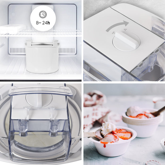 Duronic IM540 Machine à glace et sorbetière électrique Cuve amovible en inox de 1,5 litres Turbine idéale pour créer des glaces sorbets yaourts glacés crèmes glacée et desserts faits maison