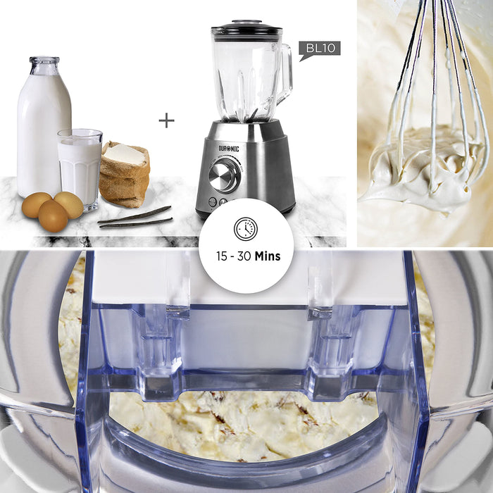 Duronic IM540 Machine à glace et sorbetière électrique Cuve amovible en inox de 1,5 litres Turbine idéale pour créer des glaces sorbets yaourts glacés crèmes glacée et desserts faits maison