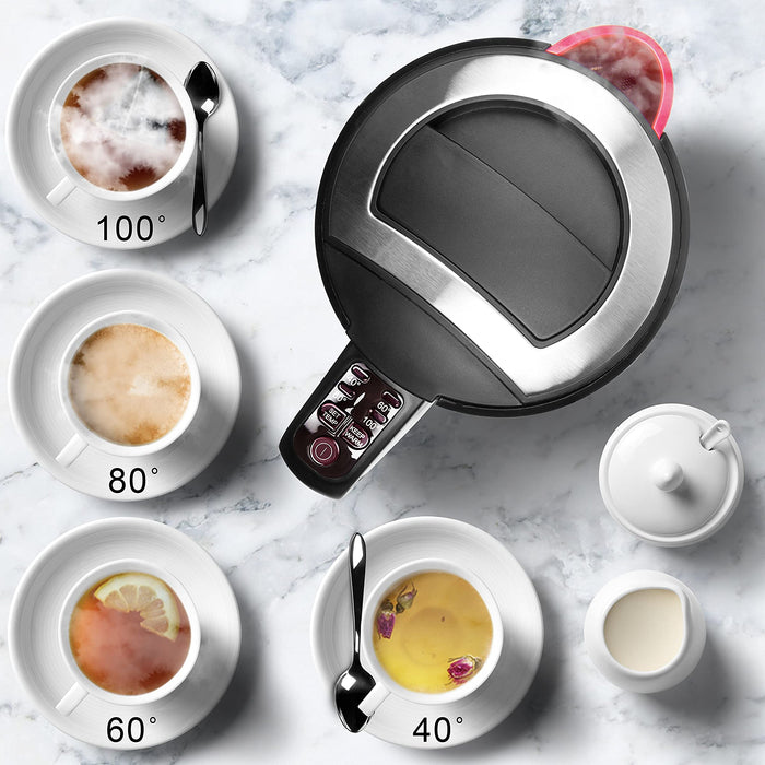 Duronic EK30 BK Bouilloire électrique 1,5L de 3000W Choix de la température 40° 60° 80° 100° Maintien au chaud Chauffe rapidement Thé café soluble chocolat chaud