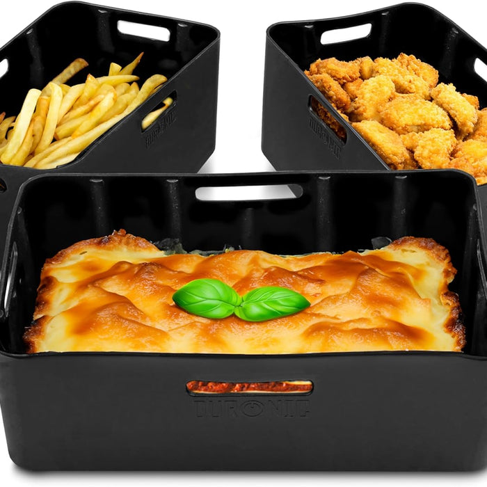Plateaux Duronic AFL3 contenant des frites, des nuggets et un gratin