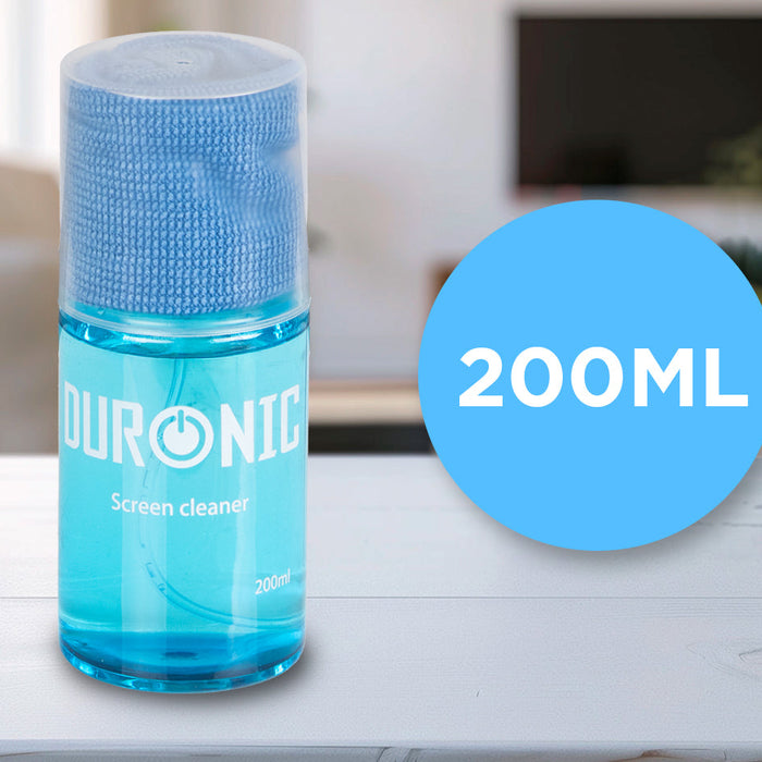Nettoyant d’écran Duronic 200 ml avec chiffon microfibre