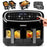 Duronic AF34 BK Set Friteuse à Air avec 1 grand tiroir de 10L et 2 petits tiroirs de 5L inclus | 10 Programmes de Cuisson Préréglés | Sans huile | Fonctions Sync Cook Sync Finish