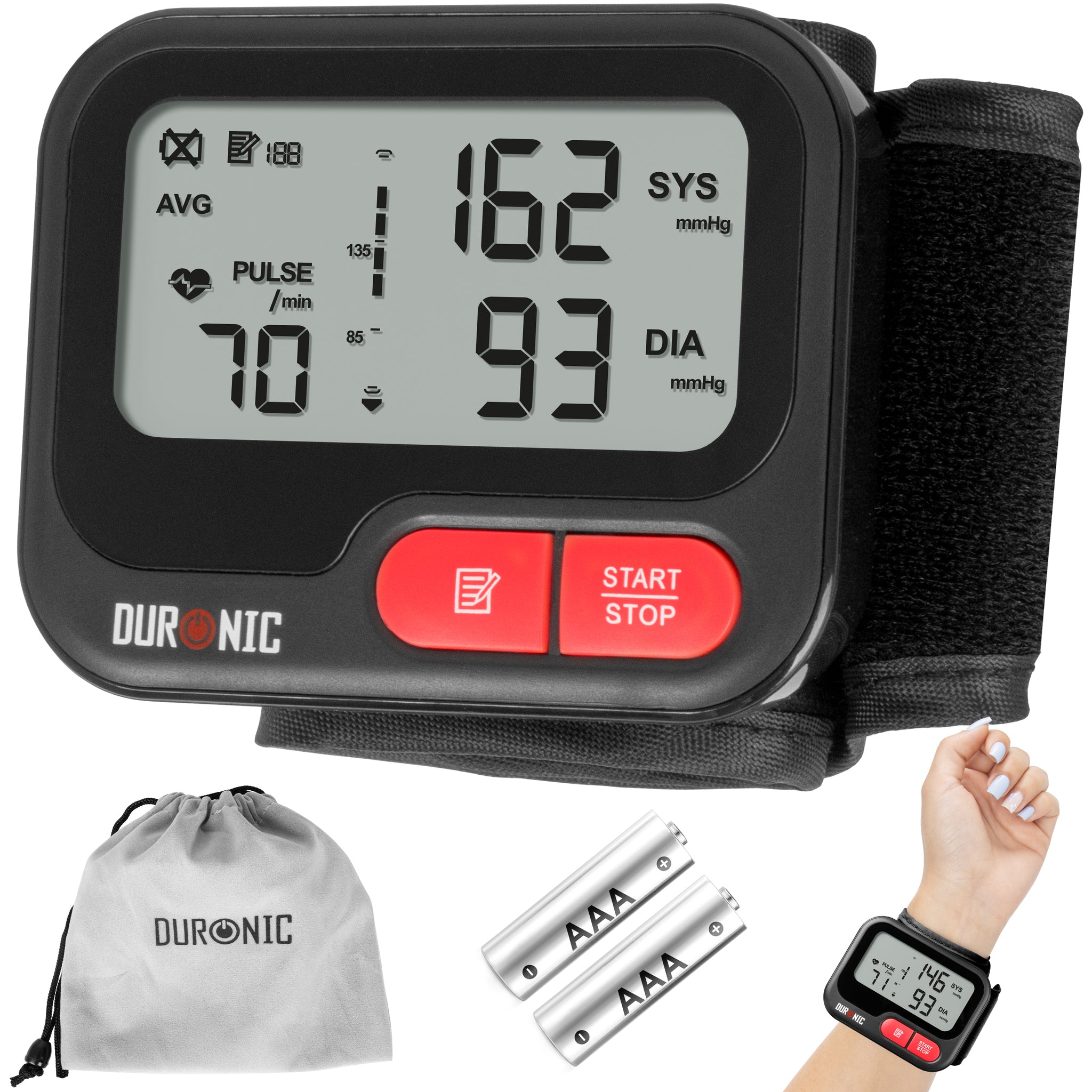 Duronic BPM65 BK Tensiomètre 6V Appareil de mesure de tension artérielle systolique diastolique avec fonction mémoire Mesures précises de la pression artérielle 2 piles AAA