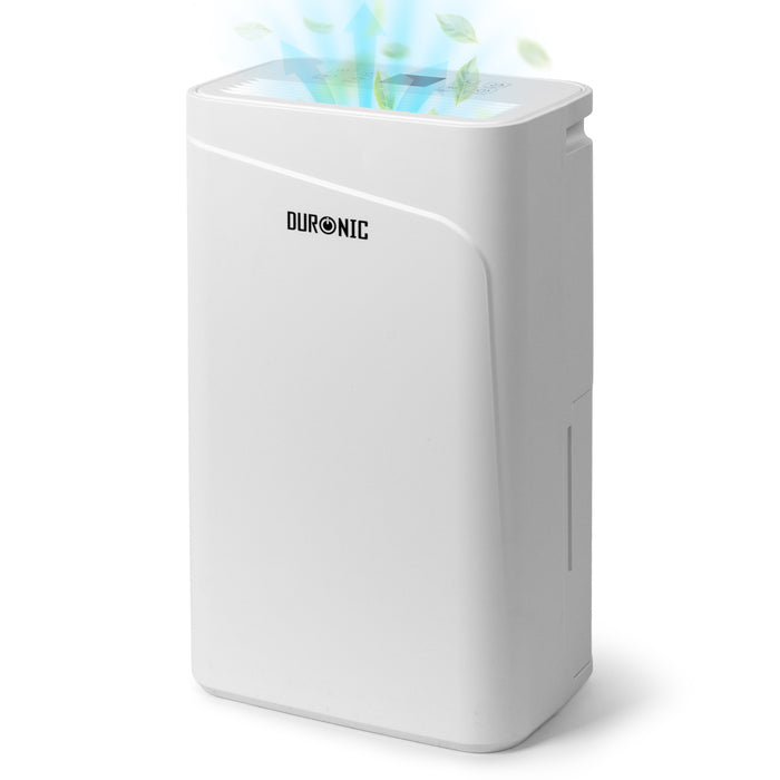 Duronic DH121 Déshumidificateur 300W Jusqu'à 12 litres d'eau par jour Réservoir d'eau de 2,1 litres Lutte contre l’humidité excessive et empêche la formation de moisissures Minuteur de 1 à 24 heures