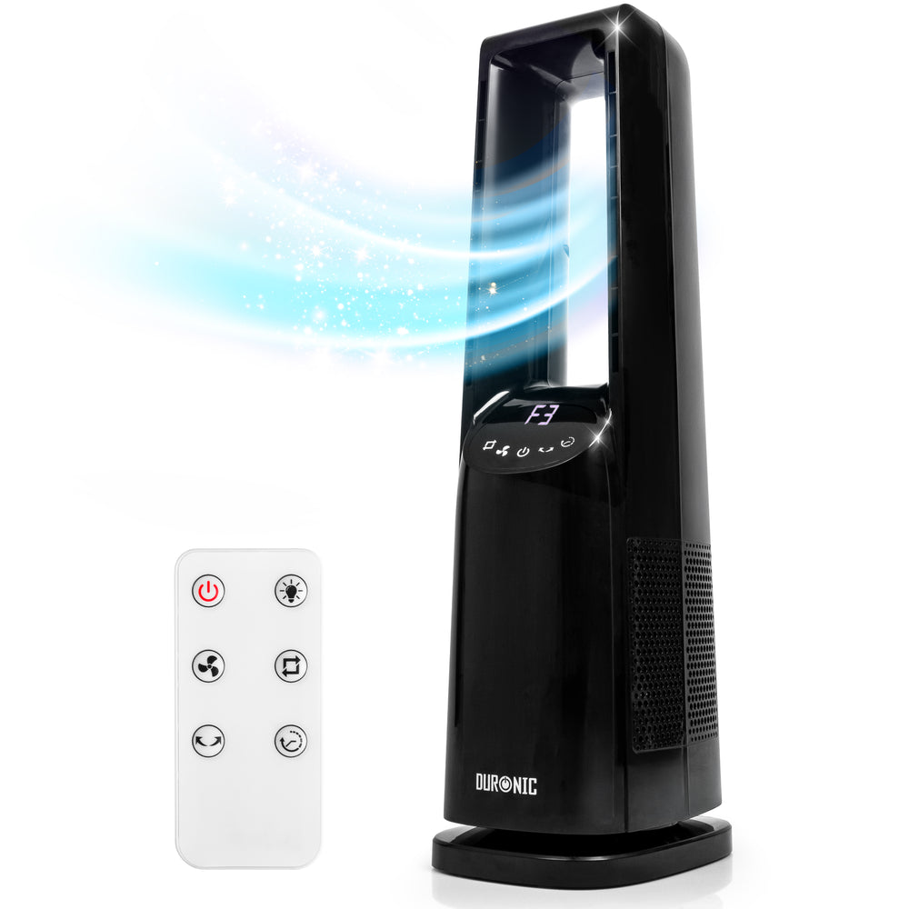 Duronic FN72 BK Ventilateur colonne 60W Aérateur avec 3 vitesses Minuterie 1 à 12 heures Oscillation à 70° Mode nuit Télécommande incluse avec 5 mètres de portée
