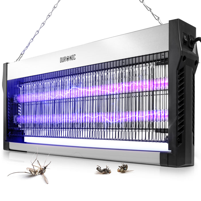 Duronic FK2X10 Piège à insectes électrique 16W Zapper électrique UV Plateau amovible Chaîne de suspension Grande lampe anti mouches moustiques insectes moucherons Répulsif à insecte