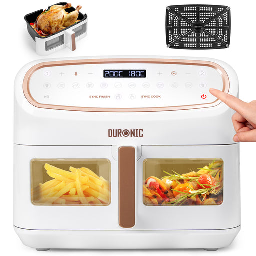 Duronic AF14 WG Friteuse à Air avec 1 grand tiroir de 10L inclus Airfryer avec 10 Programmes de Cuisson Préréglés Sans huile Gâteaux Poulet Rôtir Frites Déshydrater Réchauffer