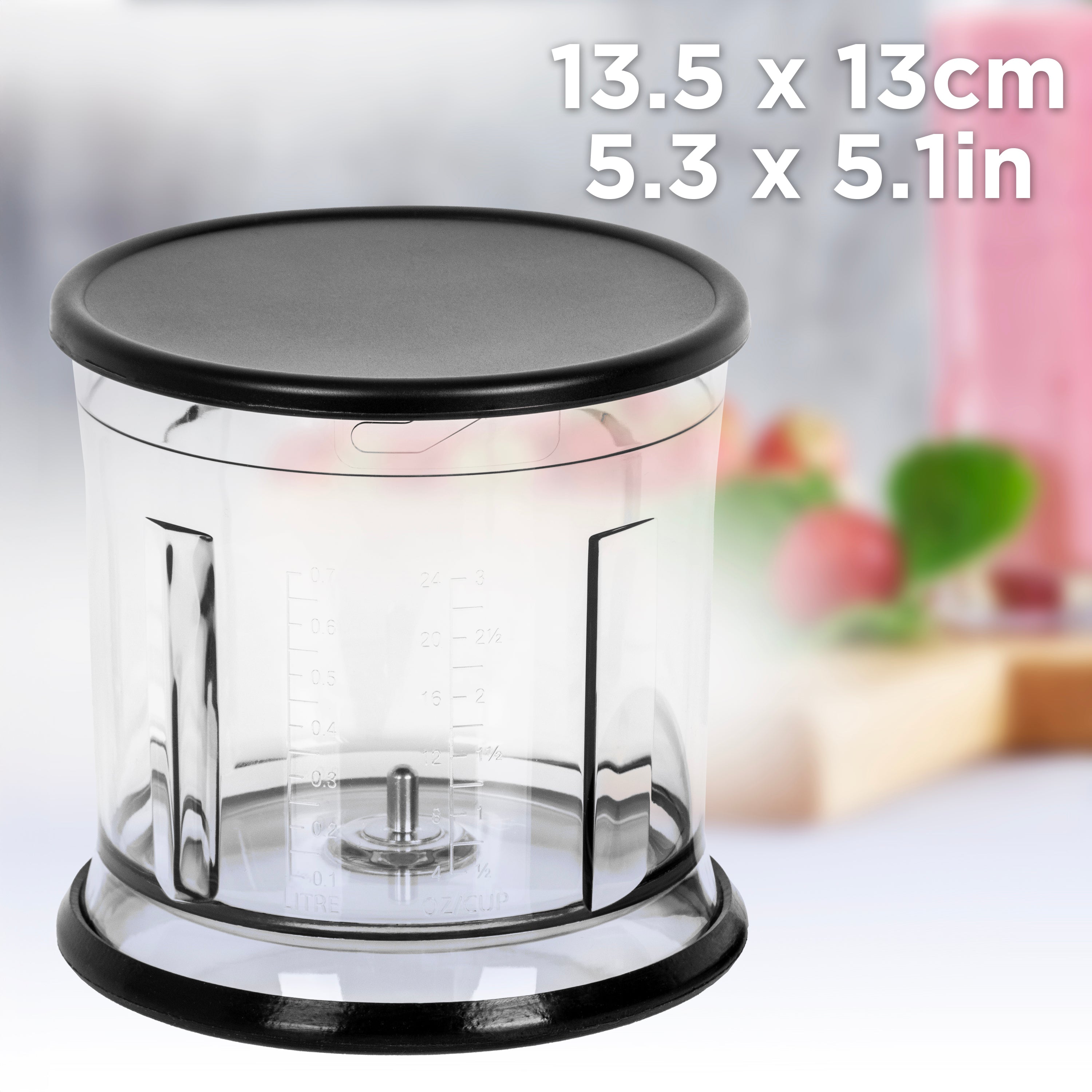 Duronic CHA57B Bol mélangeur pour mini hachoir électrique Duronic CH57 Récipient avec couvercle pour hachoir Capacité de hachage 700 ml Permet de conserver les aliments hachés au frais