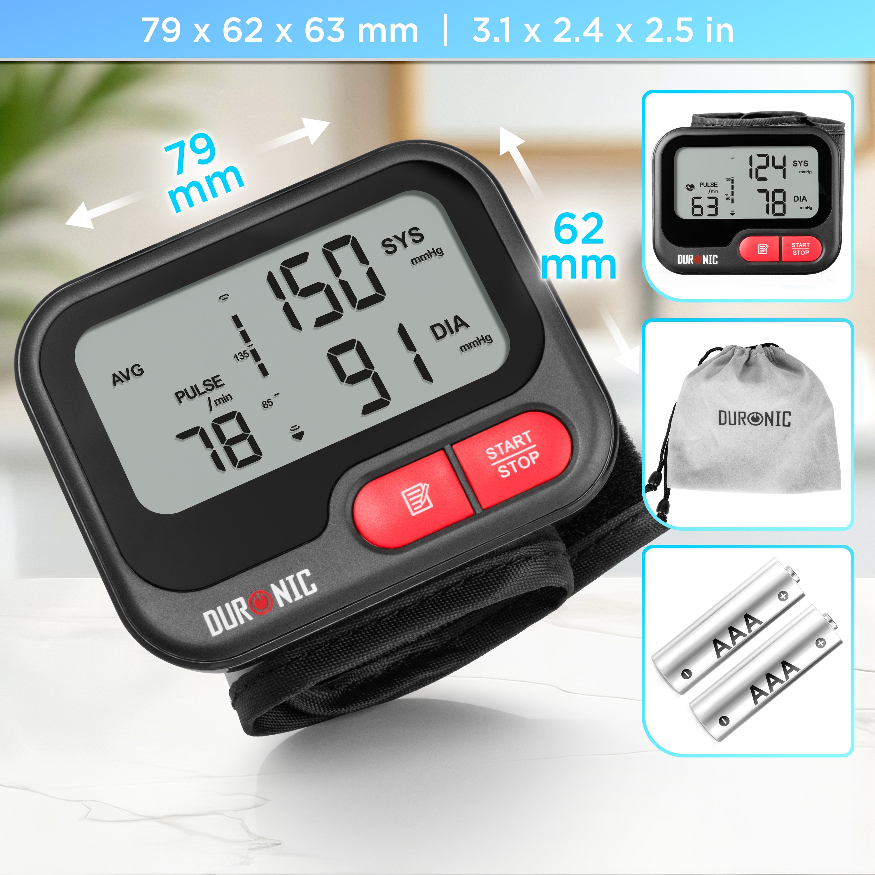 Duronic BPM65 BK Tensiomètre 6V Appareil de mesure de tension artérielle systolique diastolique avec fonction mémoire Mesures précises de la pression artérielle 2 piles AAA