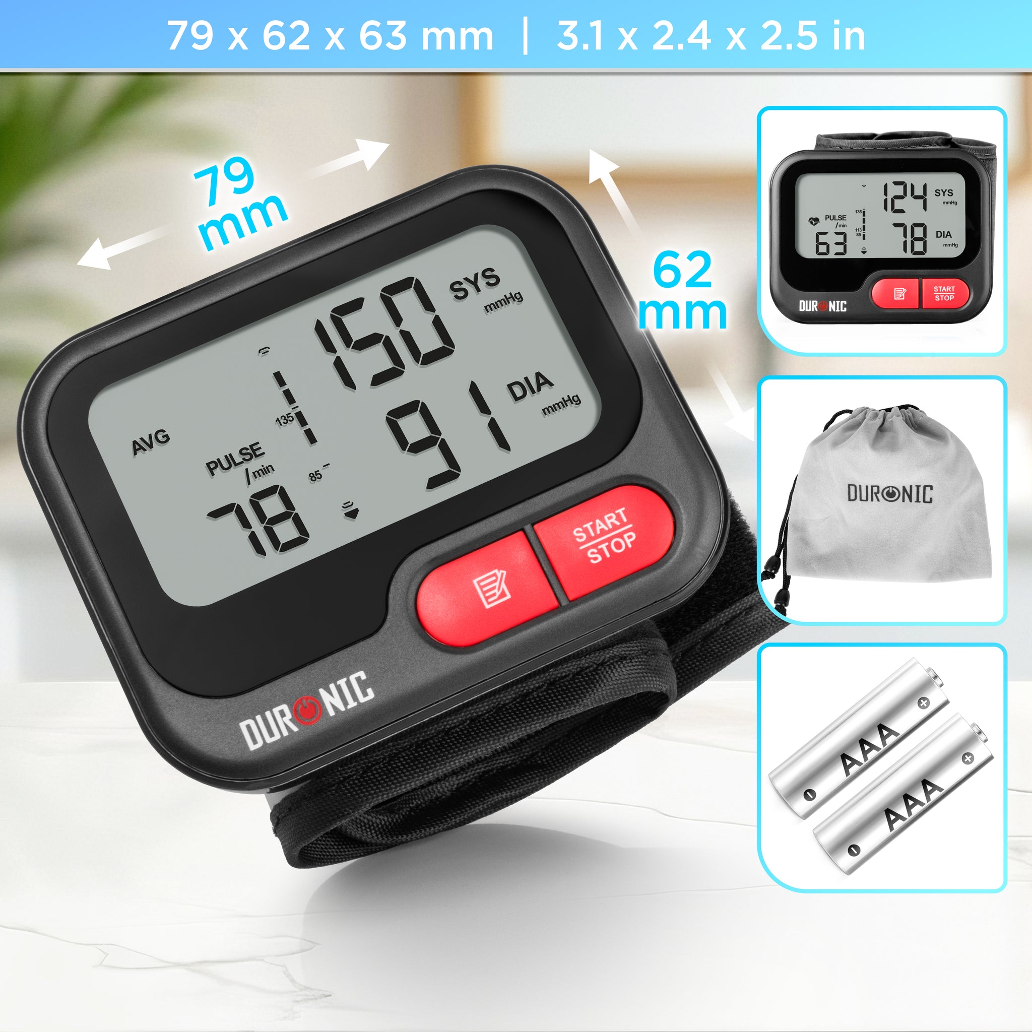 Duronic BPM65 BK Tensiomètre 6V Appareil de mesure de tension artérielle systolique diastolique avec fonction mémoire Mesures précises de la pression artérielle 2 piles AAA