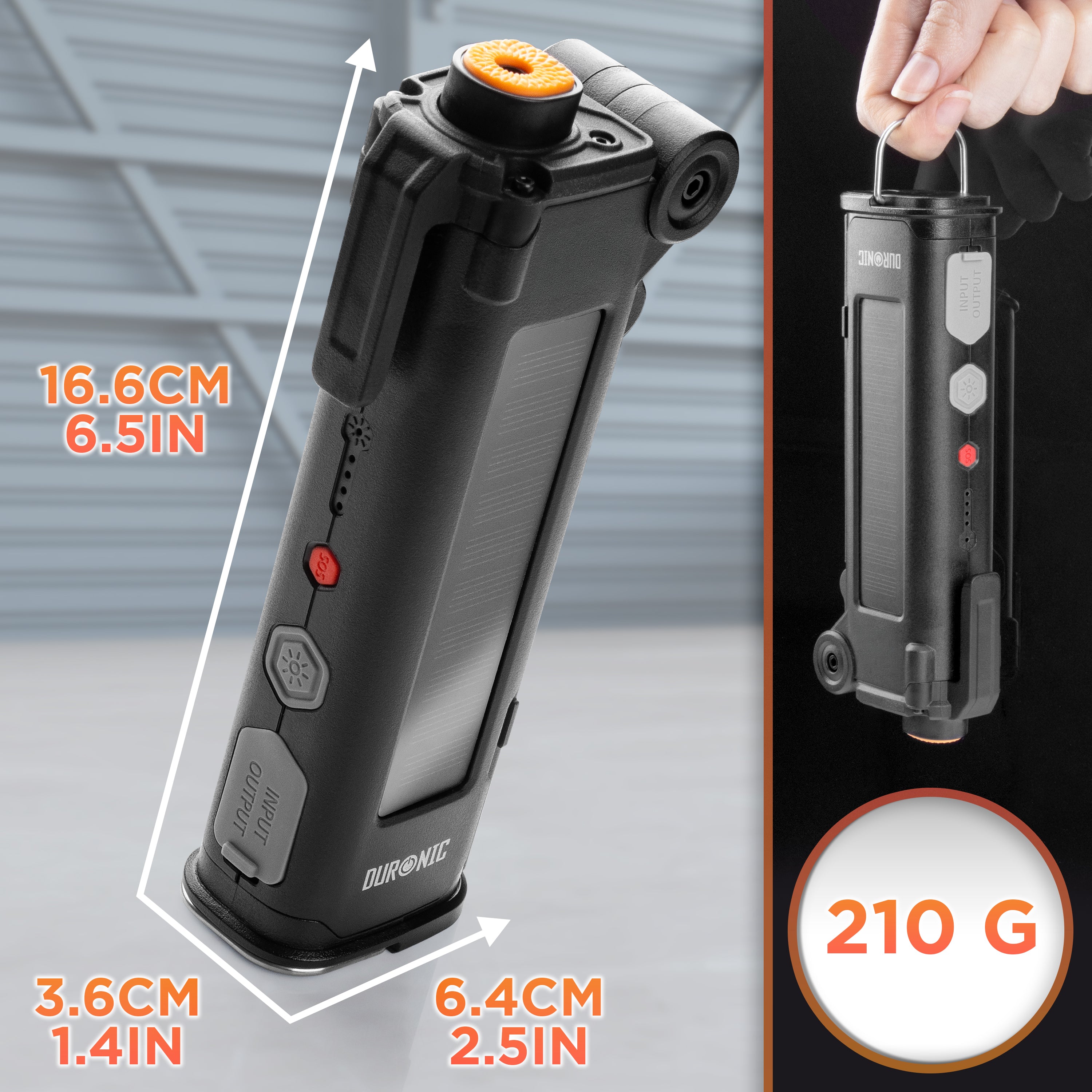 Duronic CT51 Outil d’urgence pour voiture van camion Outil d’évacuation multifonctions Coupe ceinture de sécurité Marteau brise vitre Alarme SOS Lampe torche magnétique Charge USB-C ou solaire