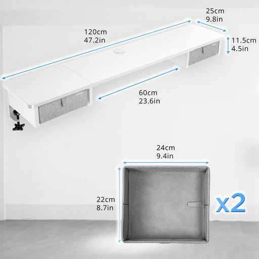Duronic DD2 WE Planche de 120 cm avec 2 Tiroirs pour Bureau | Compatible avec Plateaux TT120 TT140 TT160 de Duronic | Structure réglable en Hauteur Vendue séparément TM51 ou TM61 | Blanc | MDF