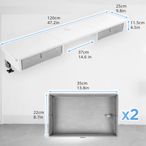 Duronic DD3 WE Planche de 120 cm avec 2 Tiroirs pour Bureau | Compatible avec Plateaux TT120 TT140 TT160 de Duronic | Structure réglable en Hauteur Vendue séparément TM51 ou TM61 | Blanc | MDF