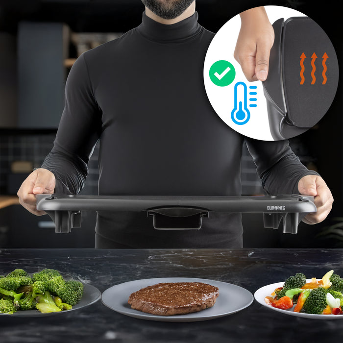 Duronic GP20 Plancha électrique antiadhésive XL 6 à 8 personnes 2000W 52 x 27 cm avec thermostat et bac à jus amovible Cuisson sans ajout de matière grasse idéal pour soirée en famille et amis