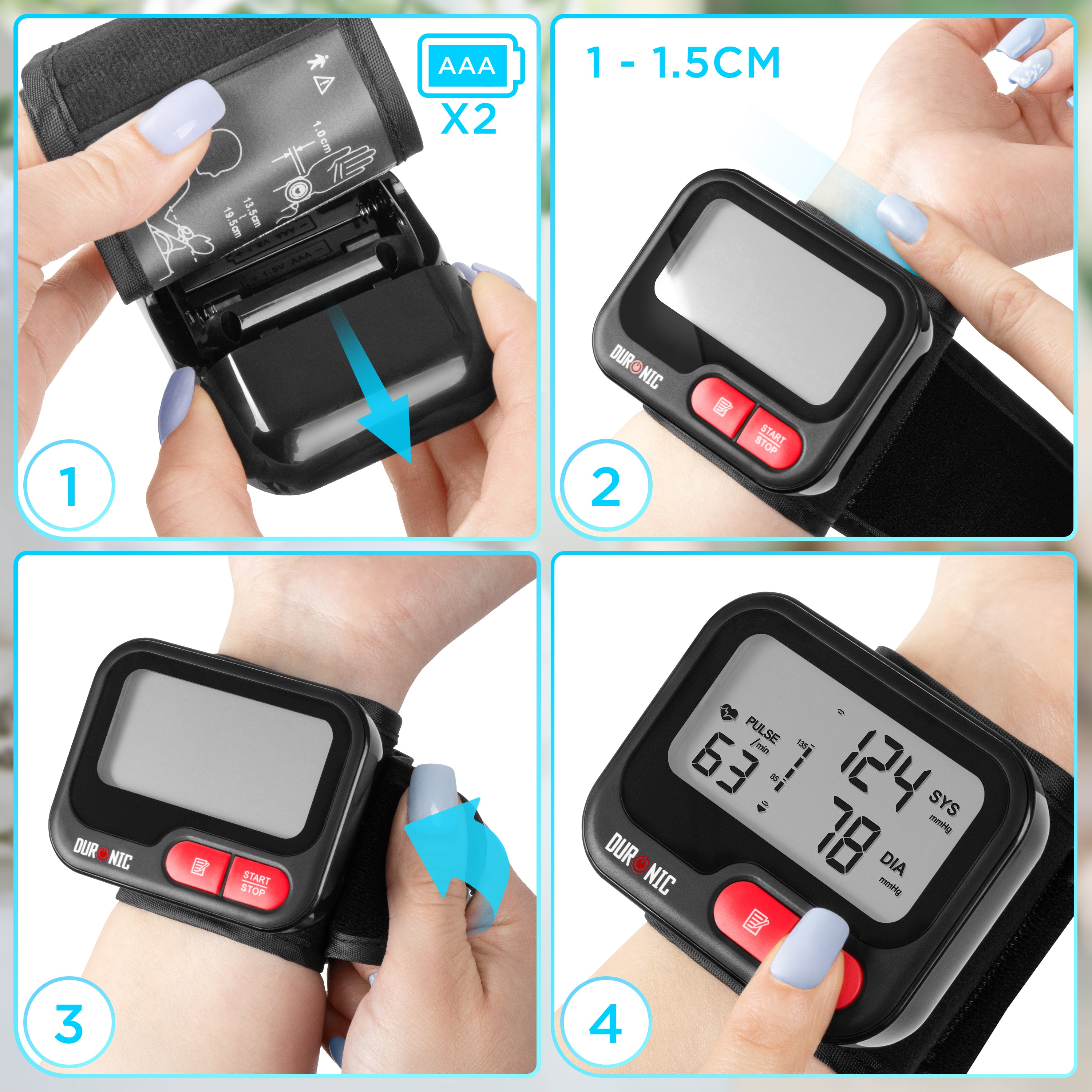 Duronic BPM65 BK Tensiomètre 6V Appareil de mesure de tension artérielle systolique diastolique avec fonction mémoire Mesures précises de la pression artérielle 2 piles AAA