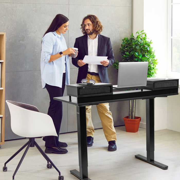 Duronic DD1 BK Plateau avec 2 Tiroirs pour Bureau Assis Debout de 120 cm Compatible avec la plupart des Structures Assis Debout Idéal pour Poste de travail à domicile ou bureau
