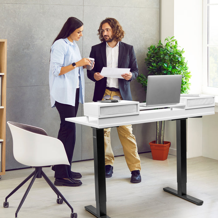 Duronic DD1 WE Plateau avec 2 Tiroirs pour Bureau Assis Debout de 120 cm Compatible avec la plupart des Structures Assis Debout Idéal pour Poste de travail à domicile ou bureau