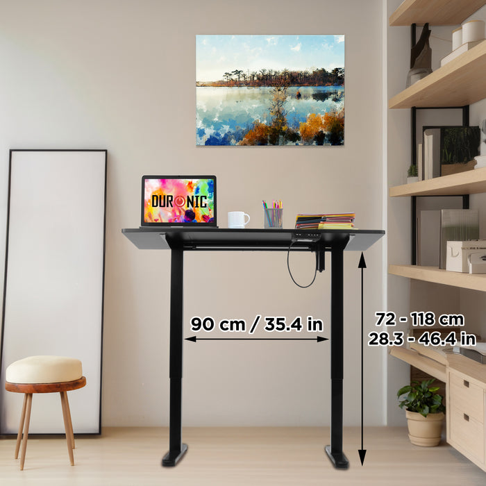 Duronic CD120 BK Bureau Assis-Debout électrique Complet avec Plateau de 120 cm Hauteur Ajustable de 72 à 118 cm Charge maximale de 70 kg Poste Travail Assis Debout Domicile télétravail Bureau