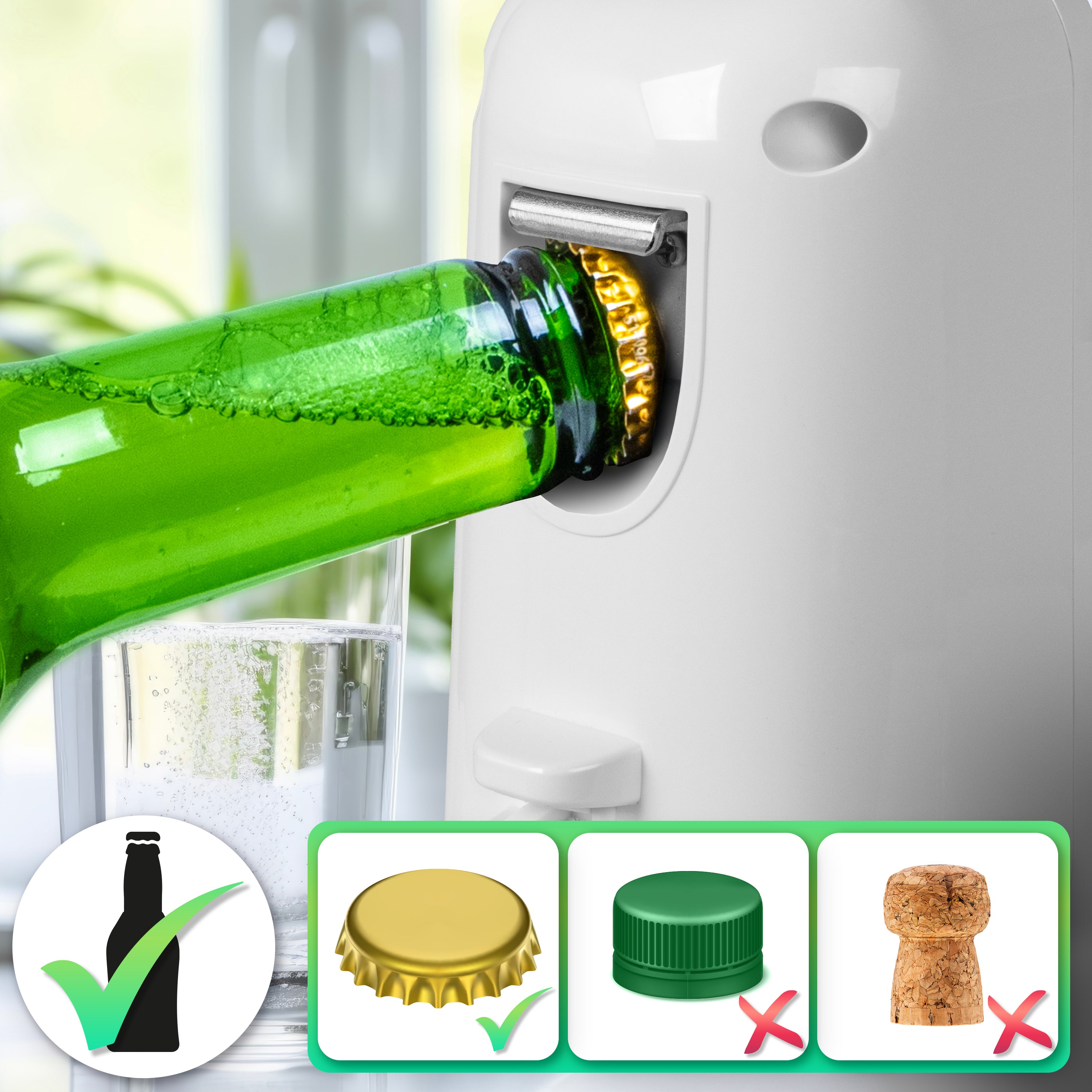 Duronic CO40 WE Ouvre-boîte électrique 50W Ouvre boîtes de conserve automatique Aiguiseur de couteaux Décapsuleur pour bouteille Permet de retirer les capsules des bouteilles et cannettes
