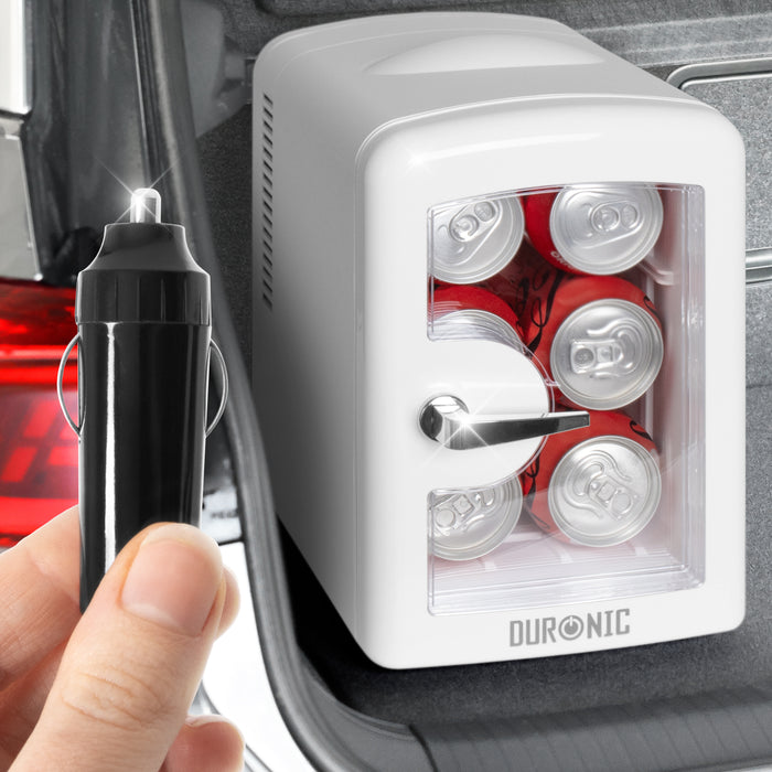 Duronic MFW4 WE Mini réfrigérateur 42W 4 litres Jusqu’à 6 cannettes Congélateur pour snacks boisson lait maternel cosmétique médicament Maintien au chaud Bureau chambre voiture camping bateau