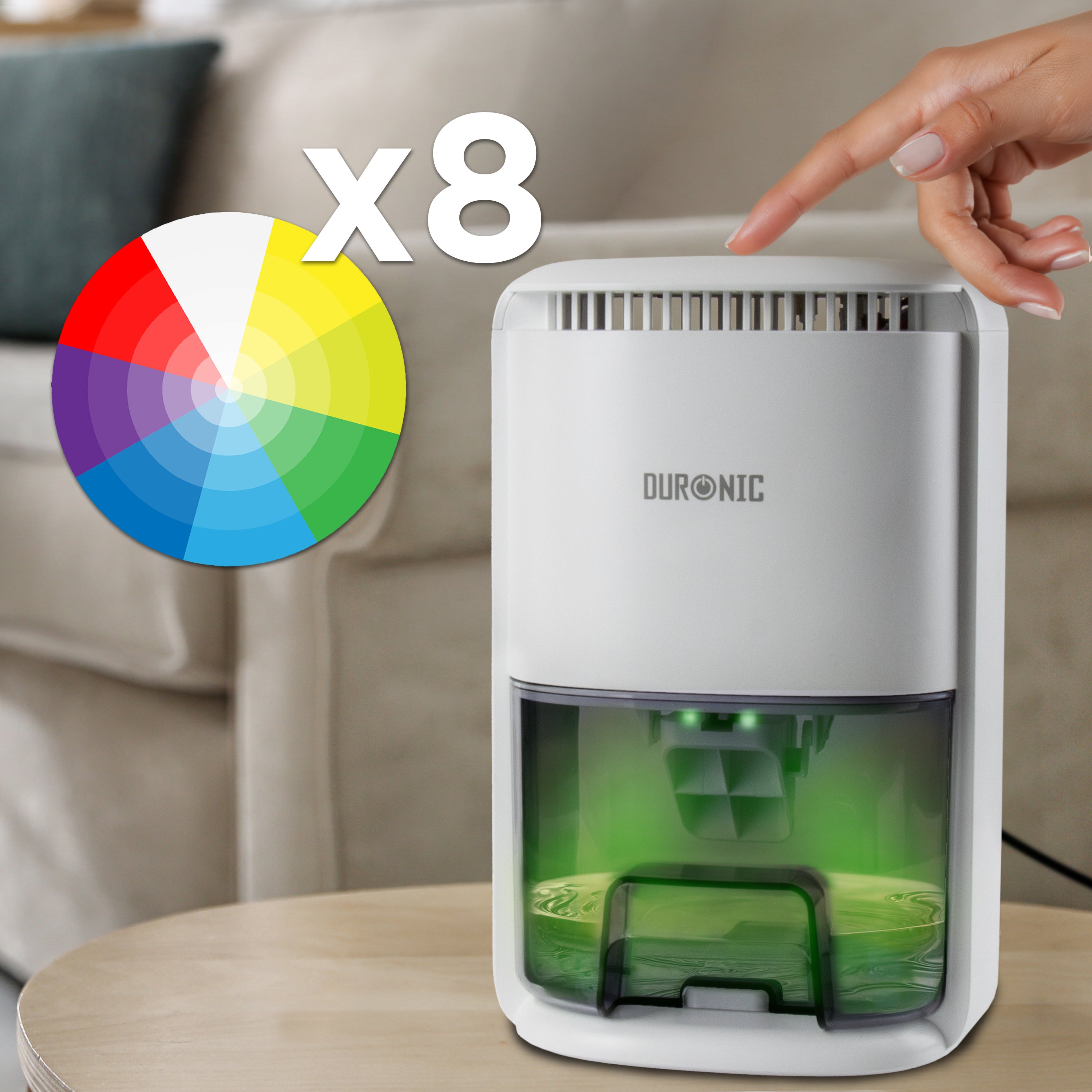 Duronic DH07 WE Déshumidificateur 22,5W Jusqu'à 200 ml d'eau par jour Réservoir d'1 litre Compact et silencieux Idéal pour petits espaces