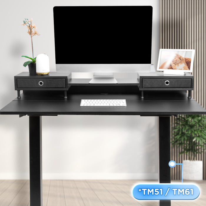 Duronic DD1 BK Plateau avec 2 Tiroirs pour Bureau Assis Debout de 120 cm Compatible avec la plupart des Structures Assis Debout Idéal pour Poste de travail à domicile ou bureau