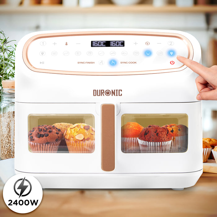 Duronic AF14 WG Friteuse à Air avec 1 grand tiroir de 10L inclus Air fryer avec 10 Programmes de Cuisson Préréglés Sans huile Gâteaux Poulet Rôtir Frites Déshydrater Réchauffer