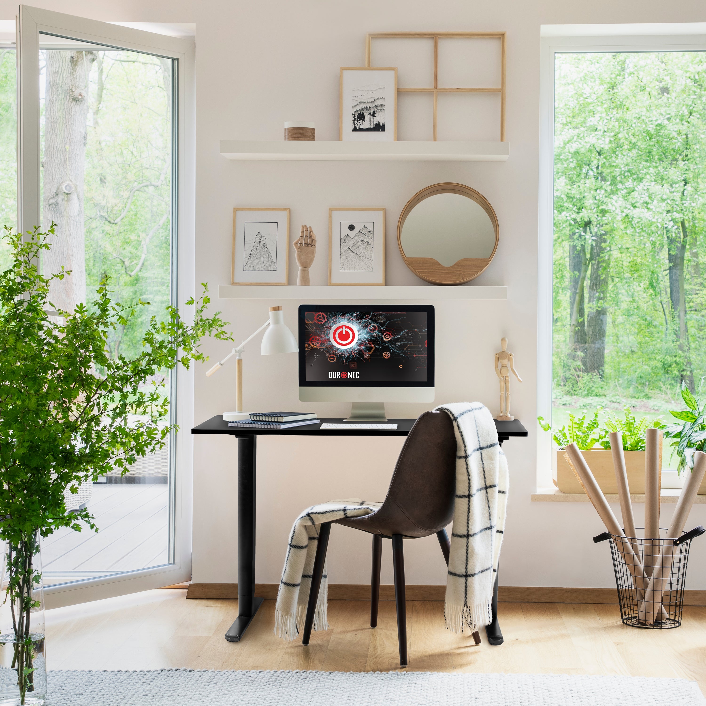 Duronic CD120 BK Bureau Assis-Debout électrique Complet avec Plateau de 120 cm Hauteur Ajustable de 72 à 118 cm Charge maximale de 70 kg Poste Travail Assis Debout Domicile télétravail Bureau