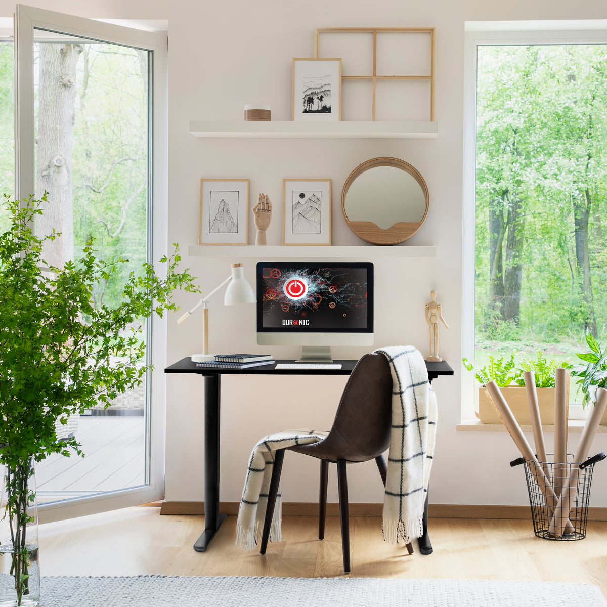 Duronic CD120 BK Bureau Assis-Debout électrique Complet avec Plateau de 120 cm Hauteur Ajustable de 72 à 118 cm Charge maximale de 70 kg Poste Travail Assis Debout Domicile télétravail Bureau