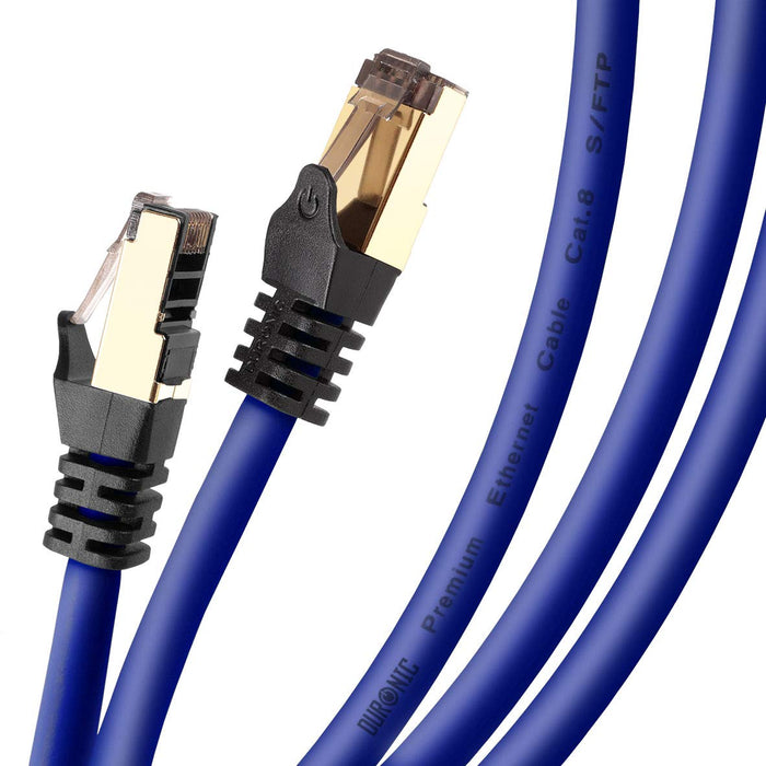 Duronic Câble Ethernet CAT8 BE 10M 2Ghz 2000MHz Vitesse 40Gbps S/FTP Câbles réseaux LAN internet network RJ45 blindés Haute Bande passante et transmission des données rapides Connecteurs or