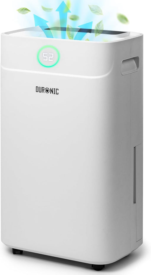 Duronic DH201 Déshumidificateur 440W Jusqu'à 20 litres d'eau par jour Réservoir d'eau de 5,1 litres Lutte contre l’humidité excessive et empêche la formation de moisissures Minuteur de 1 à 24 heures