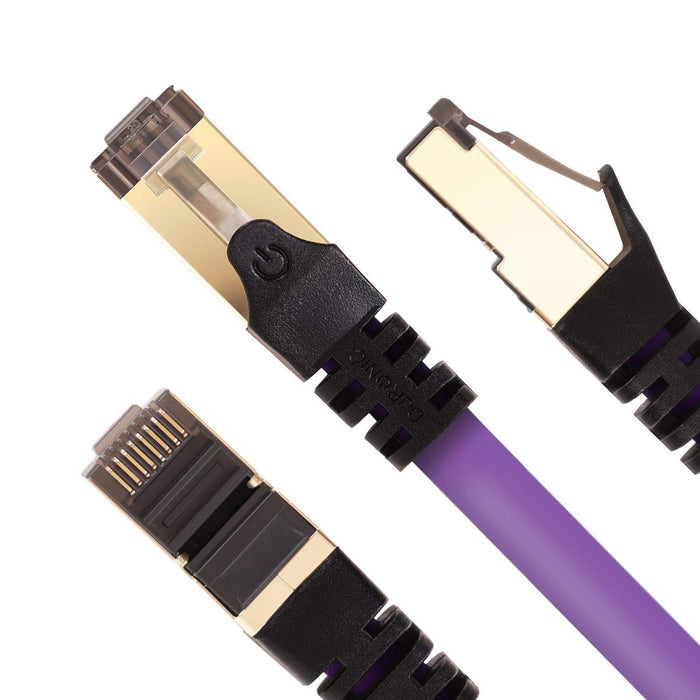 Duronic Câble Ethernet CAT8 PE 0,5M 2Ghz 2000MHz Vitesse 40Gbps S/FTP Câbles réseaux LAN internet network RJ45 blindés Haute Bande passante et transmission des données rapides Connecteurs or