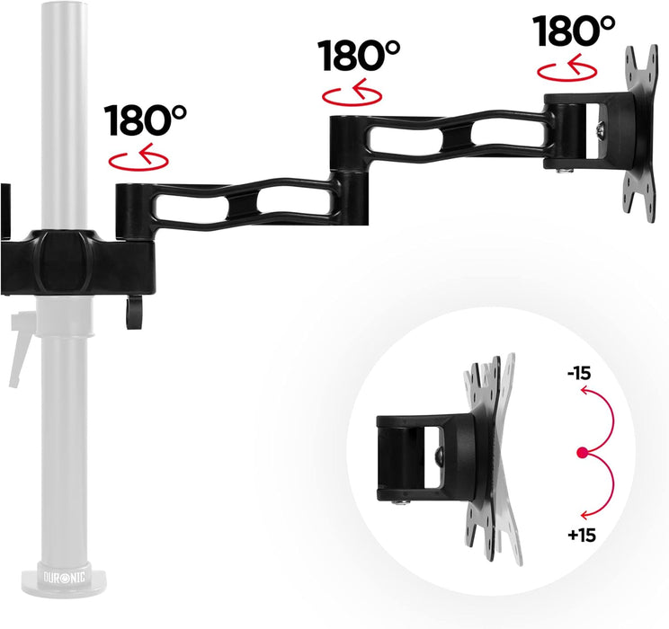 Duronic DM35P2 Bras pour 2 écrans avec têtes VESA 75 100 Equivalent du DM352 sans potence Compatible avec toutes les potences Duronic