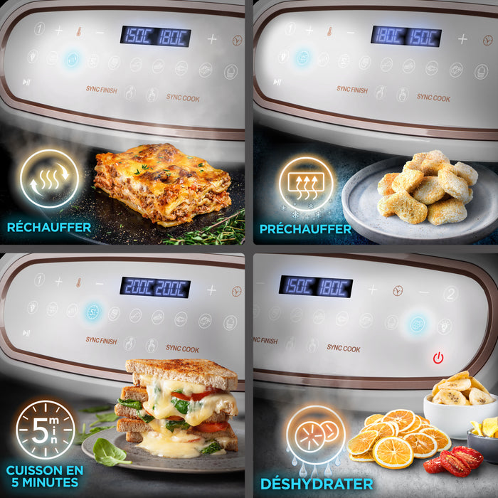 Duronic AF14 WG Friteuse à Air avec 1 grand tiroir de 10L inclus Air fryer avec 10 Programmes de Cuisson Préréglés Sans huile Gâteaux Poulet Rôtir Frites Déshydrater Réchauffer