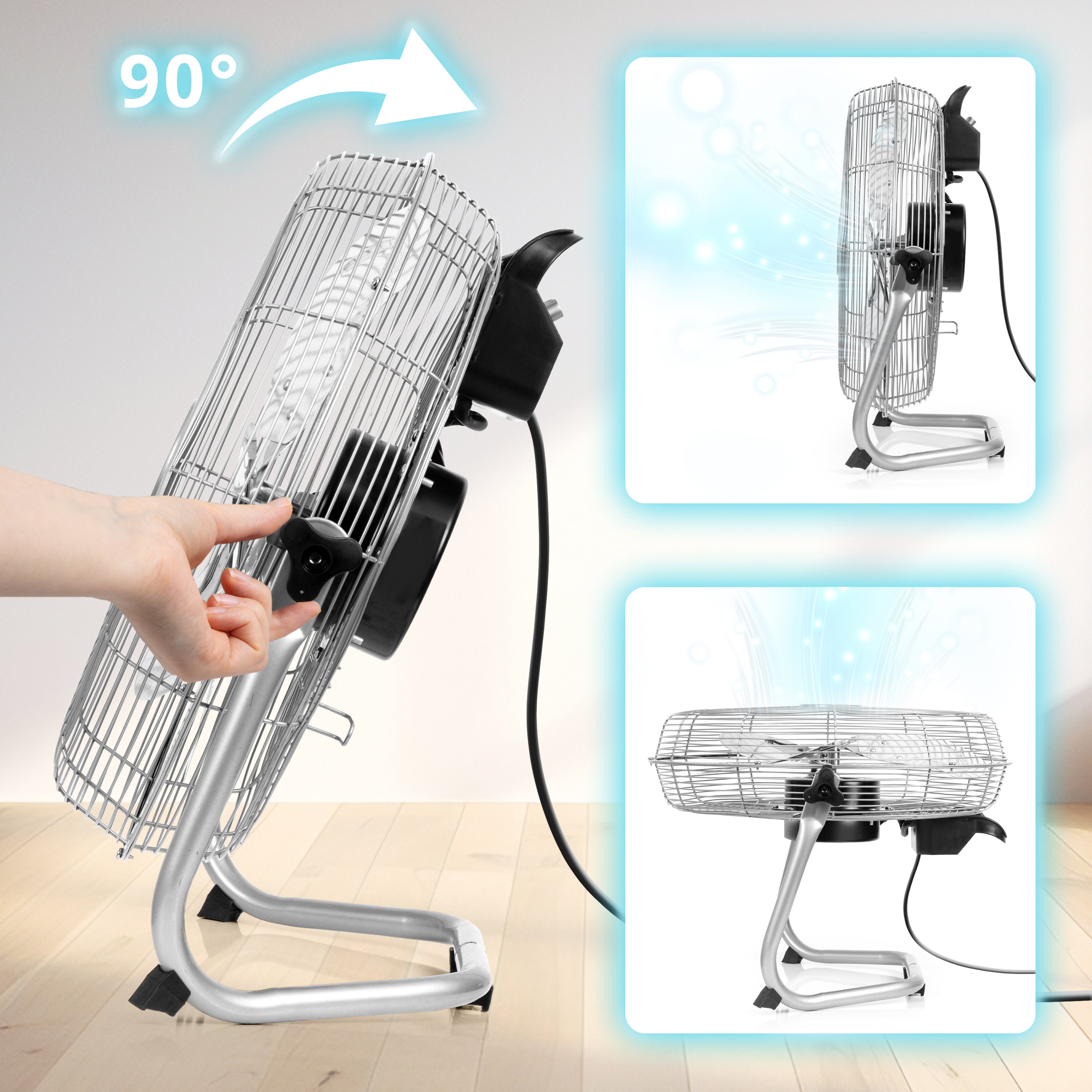 Duronic FN16 Ventilateur de Sol de 16 Pouces de 75W  en Métal chromé| 4 Vitesses | Ventilateur à grande Puissance | Idéal pour la Maison la Salle de Sport le Bureau les Entrepôts