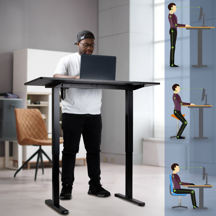 Duronic CD120 BK Bureau Assis-Debout électrique Complet avec Plateau de 120 cm Hauteur Ajustable de 72 à 118 cm Charge maximale de 70 kg Poste Travail Assis Debout Domicile télétravail Bureau