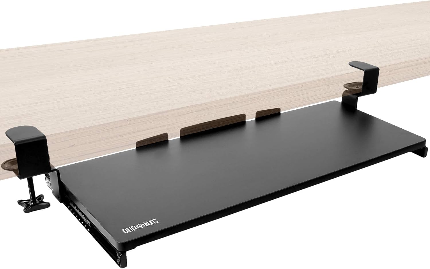 Duronic DKTPX2 Support coulissant pour clavier et souris, documents, ordinateur portable, tablette | Tiroir sous la table | Solution ergonomique pour le bureau | Fixation avec des pinces en acier