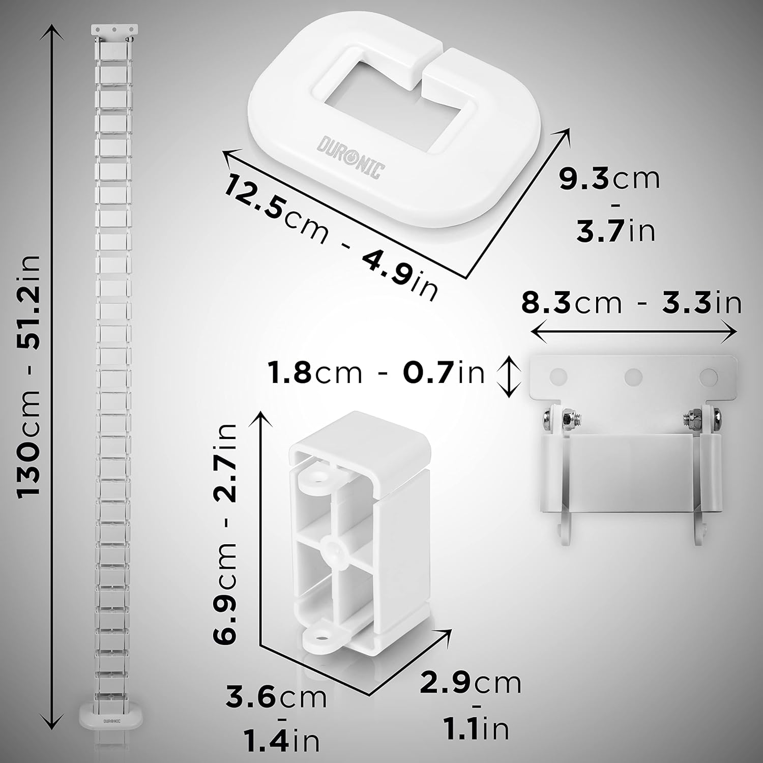 Duronic CM1DM WE Conduit de câbles Goulotte de 130 cm pour Ranger câbles Ajustable et Flexible Idéal pour sécuriser câbles USB ethernet et Alimentation et éviter Tout Accident