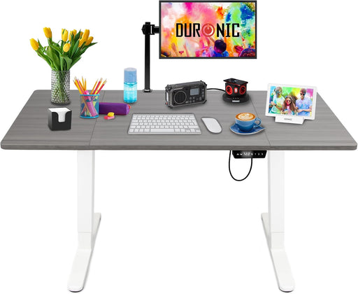 Duronic CD160 WG Bureau Assis-Debout électrique Complet avec Plateau de 160 cm Hauteur Ajustable de 72 à 118 cm Charge maximale de 70 kg Poste Travail Assis Debout Domicile télétravail Bureau