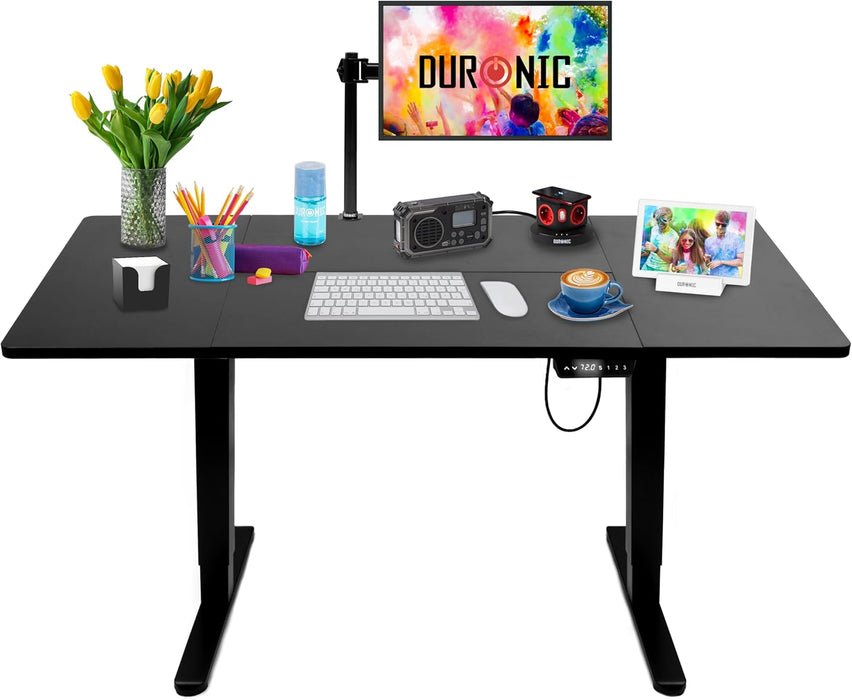 Duronic CD160 BK Bureau Assis-Debout électrique Complet avec Plateau de 160 cm Hauteur Ajustable de 72 à 118 cm Charge maximale de 70 kg Poste Travail Assis Debout Domicile télétravail Bureau