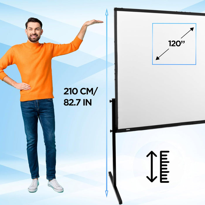 Duronic BD-SFPS120 16:9 Ecran de Projection vidéoprojecteur 120 Pouces Toile de Projection écran Home 4K Full HD 3D Cinema soirée cinéma Bureaux Conférence Classe école Montage Mural trépied
